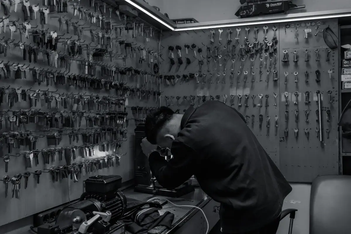 Locksmith technician of the Newport Beach Locksmith team at work in Orange County